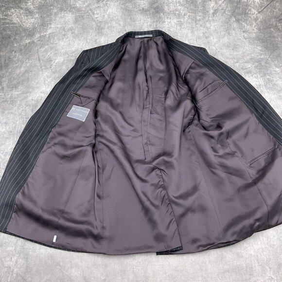 Hickey Freeman Blazer Men 42L Gray Pinstripe Wool Madison Classic Career USA VTG - Picture 10 of 13